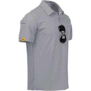 imageZITY Mens Polo Shirt Short Sleeve Sports Tactical TShirt Athletic Golf Polos Daily Casual Stylish Collared Shirts for MenLight Grey