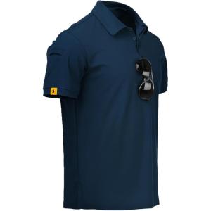 imageZITY Mens Polo Shirt Short Sleeve Sports Tactical TShirt Athletic Golf Polos Daily Casual Stylish Collared Shirts for MenNavy Blue