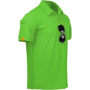 imageZITY Mens Polo Shirt Short Sleeve Sports Tactical TShirt Athletic Golf Polos Daily Casual Stylish Collared Shirts for MenNeon Green