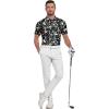 imageZITY Mens Golf Shirts Short Sleeve Print Patterns Performance Moisture Wicking Polo ShirtBlack Airbrush