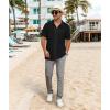 imageZITY Mens Casual Hawaiian Beach Vacation Summer Shirt Button Down Short Sleeve Textured ShirtsBlack