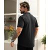imageZITY Mens Casual Hawaiian Beach Vacation Summer Shirt Button Down Short Sleeve Textured ShirtsBlack