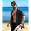 imageZITY Mens Casual Hawaiian Beach Vacation Summer Shirt Button Down Short Sleeve Textured ShirtsDark Grey