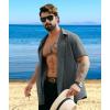 imageZITY Mens Casual Hawaiian Beach Vacation Summer Shirt Button Down Short Sleeve Textured ShirtsGrey
