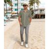 imageZITY Mens Casual Hawaiian Beach Vacation Summer Shirt Button Down Short Sleeve Textured ShirtsKhaki