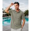 imageZITY Mens Casual Hawaiian Beach Vacation Summer Shirt Button Down Short Sleeve Textured ShirtsKhaki