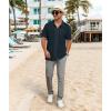 imageZITY Mens Casual Hawaiian Beach Vacation Summer Shirt Button Down Short Sleeve Textured ShirtsNavy