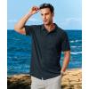 imageZITY Mens Casual Hawaiian Beach Vacation Summer Shirt Button Down Short Sleeve Textured ShirtsNavy