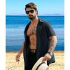 imageZITY Mens Casual Hawaiian Beach Vacation Summer Shirt Button Down Short Sleeve Textured ShirtsNavy