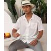 imageZITY Mens Casual Hawaiian Beach Vacation Summer Shirt Button Down Short Sleeve Textured ShirtsWhite