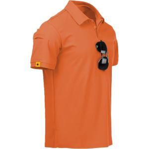 imageZITY Mens Polo Shirt Short Sleeve Sports Tactical TShirt Athletic Golf Polos Daily Casual Stylish Collared Shirts for MenBright Orange