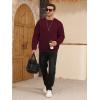 imageZITY Mens Crewneck Sweatshirt Heavyweight Fleece Sweatshirts Kangaroo Pocket Thick Winter Sherpa Lined Long Sleeve PulloverWine Red