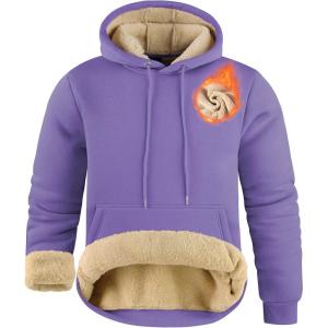 imageZITY Mens Pullover Hoodie Sweatshirts Thick Sherpa Lined Kangaroo Pocket Winter Windproof Warm Fleece Hoodie AthleticPurple