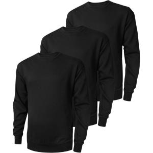 imageZITY 3 Pack Mens Crewneck Sweatshirts Lightweight Long Sleeve Casual Pullover Moisture Wicking Sweatshirts for MenBlack