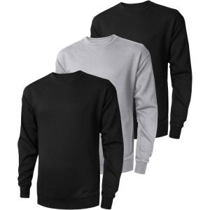 imageZITY 3 Pack Mens Crewneck Sweatshirts Lightweight Long Sleeve Casual Pullover Moisture Wicking Sweatshirts for MenBlack Black Grey