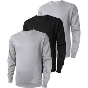 imageZITY 3 Pack Mens Crewneck Sweatshirts Lightweight Long Sleeve Casual Pullover Moisture Wicking Sweatshirts for MenBlack Grey Grey