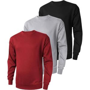 imageZITY 3 Pack Mens Crewneck Sweatshirts Lightweight Long Sleeve Casual Pullover Moisture Wicking Sweatshirts for MenBlack Grey Red