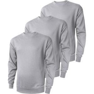 imageZITY 3 Pack Mens Crewneck Sweatshirts Lightweight Long Sleeve Casual Pullover Moisture Wicking Sweatshirts for MenGrey