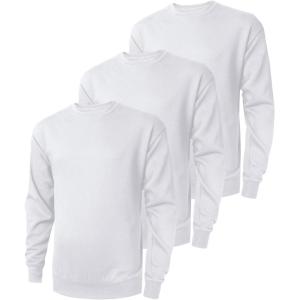 imageZITY 3 Pack Mens Crewneck Sweatshirts Lightweight Long Sleeve Casual Pullover Moisture Wicking Sweatshirts for MenWhite