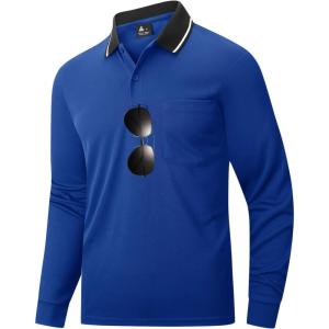 imageZITY Men Long Sleeve Polo Shirts for Men Golf Shirts with Pocket Casual Work Athletic Collared TShirtsZ Sapphire Blue