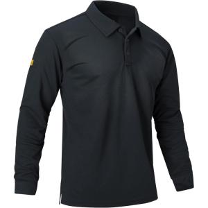 imageZITY Mens Long Sleeve Polo Tee Shirt 3 Button Lightweight Quick Dry Golf ampamp Casual Outdoor WorkwearDeep Gray