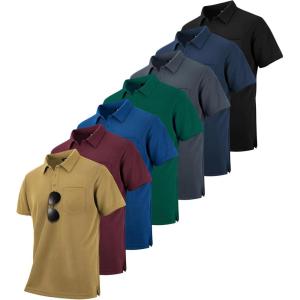 imageZITY 7 Pack Mens Polo Shirts with Pocket Moisture Wicking Short Sleeve Outdoor Golf Athletic Work Multipack ShirtsBlackgreyforest Greenkhakiwine Rednavyroyal Blue