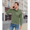 imageZITY Mens Casual Long Sleeve Polo Shirts Classic Button Cotton Work TShirt Collared Basic Golf Shirt with PocketArmy Green