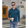 imageZITY Mens Casual Long Sleeve Polo Shirts Classic Button Cotton Work TShirt Collared Basic Golf Shirt with PocketDark Teal Blue