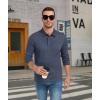 imageZITY Mens Casual Long Sleeve Polo Shirts Classic Button Cotton Work TShirt Collared Basic Golf Shirt with PocketNavy