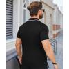 imageZITY Polo Shirts for Men Quarter Zip Casual Shirts Short Sleeve Moisture Wicking Golf Polo Collared ShirtsBlack