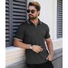imageZITY Polo Shirts for Men Quarter Zip Casual Shirts Short Sleeve Moisture Wicking Golf Polo Collared ShirtsDark Grey