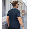 imageZITY Polo Shirts for Men Quarter Zip Casual Shirts Short Sleeve Moisture Wicking Golf Polo Collared ShirtsNavy
