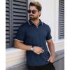 imageZITY Polo Shirts for Men Quarter Zip Casual Shirts Short Sleeve Moisture Wicking Golf Polo Collared ShirtsNavy