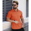imageZITY Polo Shirts for Men Quarter Zip Casual Shirts Short Sleeve Moisture Wicking Golf Polo Collared ShirtsOrange