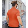 imageZITY Polo Shirts for Men Quarter Zip Casual Shirts Short Sleeve Moisture Wicking Golf Polo Collared ShirtsOrange