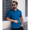 imageZITY Polo Shirts for Men Quarter Zip Casual Shirts Short Sleeve Moisture Wicking Golf Polo Collared ShirtsRoyal Blue