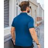 imageZITY Polo Shirts for Men Quarter Zip Casual Shirts Short Sleeve Moisture Wicking Golf Polo Collared ShirtsRoyal Blue