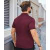 imageZITY Polo Shirts for Men Quarter Zip Casual Shirts Short Sleeve Moisture Wicking Golf Polo Collared ShirtsWine Red