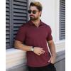 imageZITY Polo Shirts for Men Quarter Zip Casual Shirts Short Sleeve Moisture Wicking Golf Polo Collared ShirtsWine Red