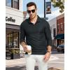 image:imageZITY Mens Long Sleeve Polo Shirts 3 Button Down with Pocket Classic Golf Breathable Solid Color Designed Collared Casual TeeDeep Gray