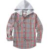 image:imageZITY Mens Flannel Hoodie Shirts Casual Button Down Plaid Shirt Jackets for Men Long Sleeve Stylish Hooded with PocketLight Red Gray