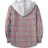 image:imageZITY Mens Flannel Hoodie Shirts Casual Button Down Plaid Shirt Jackets for Men Long Sleeve Stylish Hooded with PocketLight Red Gray