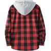image:imageZITY Mens Flannel Hoodie Shirts Casual Button Down Plaid Shirt Jackets for Men Long Sleeve Stylish Hooded with PocketRed