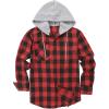 image:imageZITY Mens Flannel Hoodie Shirts Casual Button Down Plaid Shirt Jackets for Men Long Sleeve Stylish Hooded with PocketRed