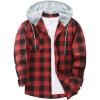 image:imageZITY Mens Flannel Hoodie Shirts Casual Button Down Plaid Shirt Jackets for Men Long Sleeve Stylish Hooded with PocketRed