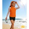 image:imageZITY Boys Rash Guard Hooded Fishing Shirt Kids UPF 50 Long Sleeve Sun Hoodie Youth UV Protection Beach Swim ShirtsLeaf Orange
