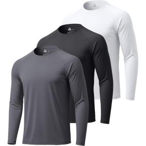 image:imageZITY 3 Pack Long Sleeve Shirts for Men UPF 50 Sun Protection Crew Neck TShirt Rash Guard for Hiking Running Swimming3packblackWhiteDark Gray