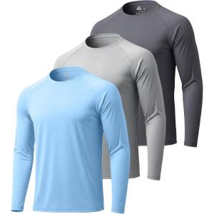 image:imageZITY 3 Pack Long Sleeve Shirts for Men UPF 50 Sun Protection Crew Neck TShirt Rash Guard for Hiking Running Swimming3packlight Sky BlueLight GrayDark Gray