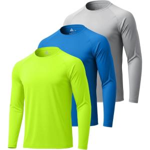image:imageZITY 3 Pack Long Sleeve Shirts for Men UPF 50 Sun Protection Crew Neck TShirt Rash Guard for Hiking Running Swimming3packneon GreenRoyal BlueLight Gray