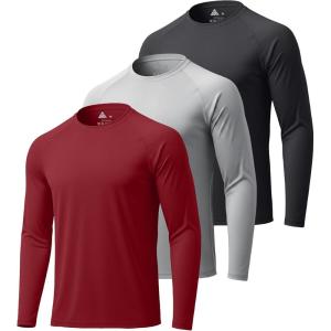 image:imageZITY 3 Pack Long Sleeve Shirts for Men UPF 50 Sun Protection Crew Neck TShirt Rash Guard for Hiking Running Swimming3packwine RedLight GrayBlack
